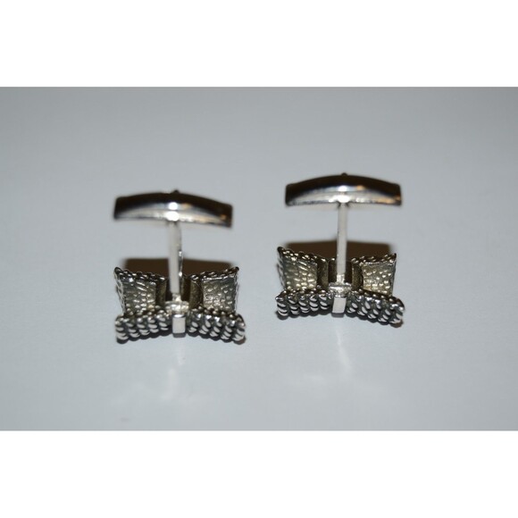 Nice Vintage Tied Rope Roped Nautical Silver Tone Men's Cuff Links Rare - Picture 3 of 4